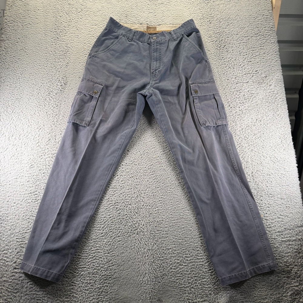 St. John's Bay Pant Men 34x34 Gray Cotton Cargo Straight Utility Workwear Travel